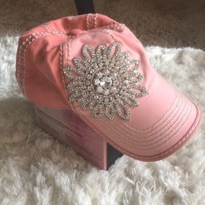 Buckle Sparkly BaseBall Cap Hat Coral